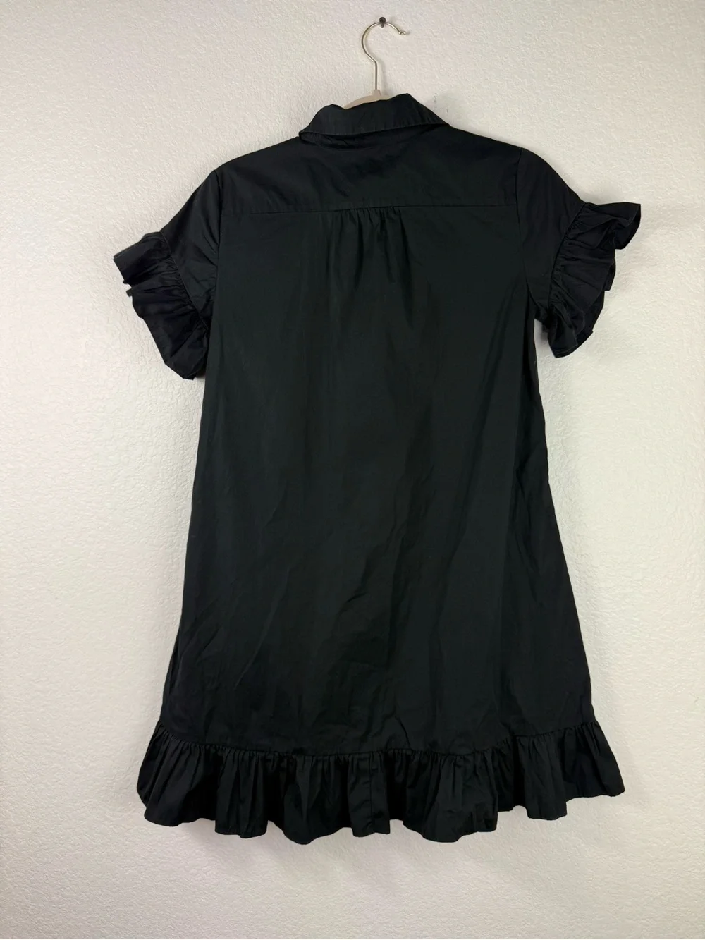 J. Crew Black Ruffle-hem shirt-dress in cotton poplin size XXS